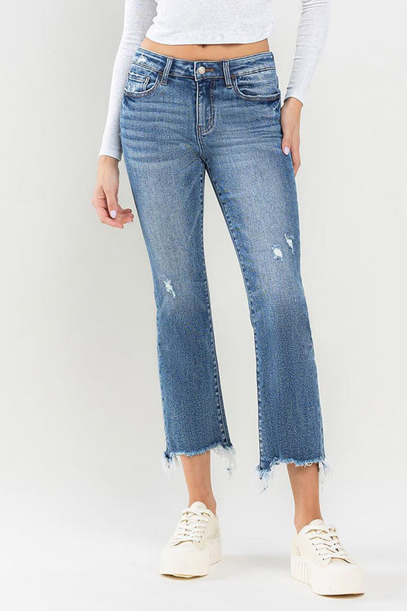 Denim - Lovervet Mid Rise Frayed Hem Jeans - Medium - Cultured Cloths Apparel