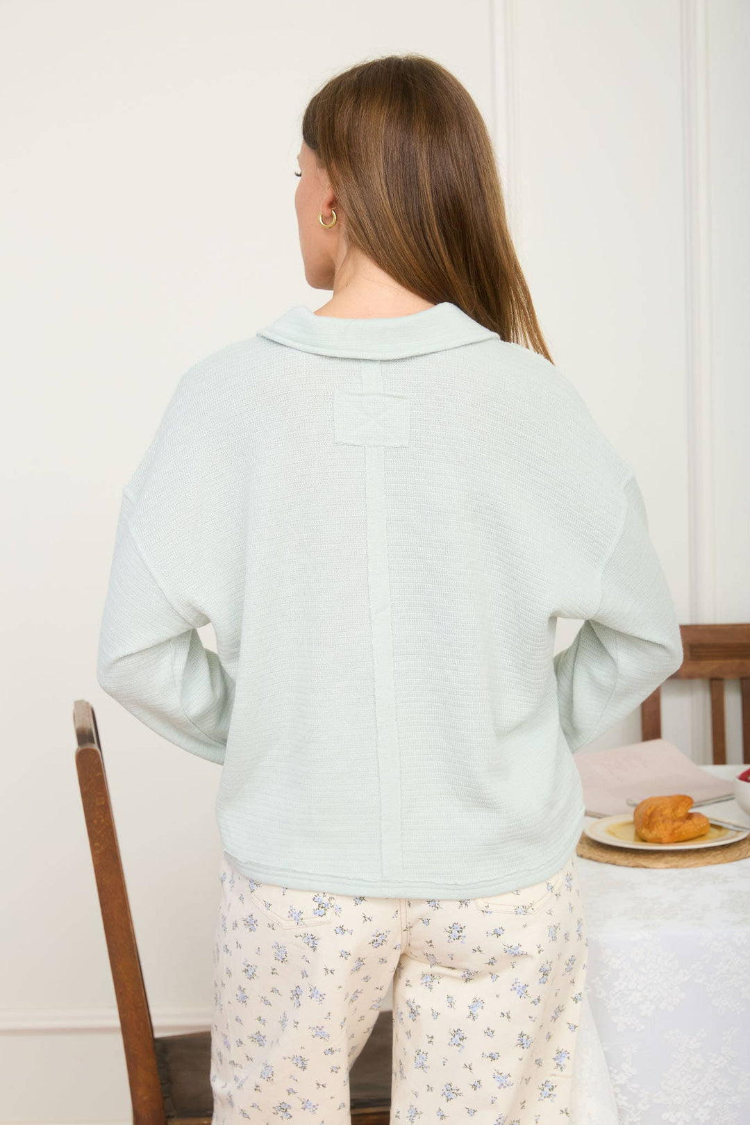 Women's Long Sleeve - EXPOSED SEAM LONG SLEEVE TEXTURED KNIT POLO - - Cultured Cloths Apparel