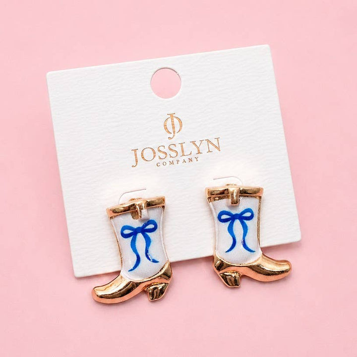 Accessories, Earrings - Western Boot Stud Enamel Charm Statement Earrings | 40E507 - - Cultured Cloths Apparel