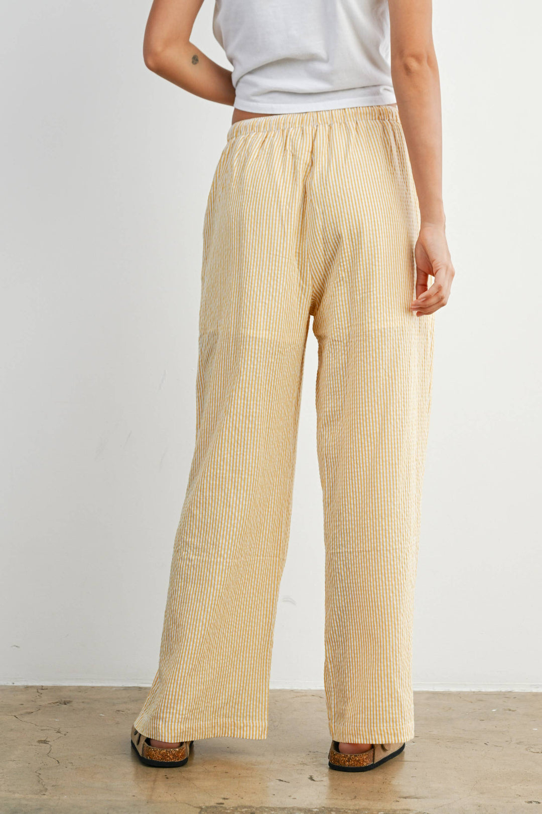 Pants - Drawstring Waist Striped Pants - - Cultured Cloths Apparel