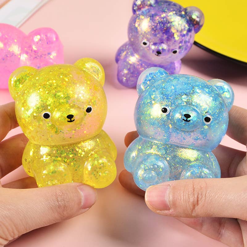 Accessories, Toys - Cute Glitter Bear Squishy Squeeze Toy Fidget Toy - - Cultured Cloths Apparel