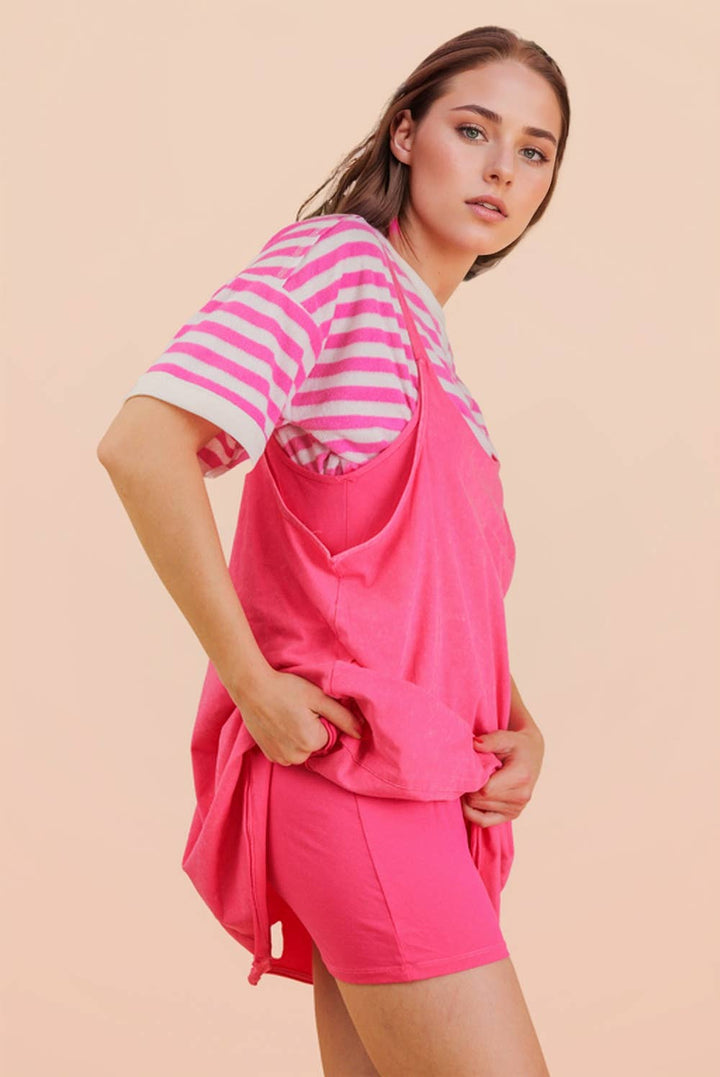 Dresses - Mineral Washed Knit Mini Dress with Shorts Inside - - Cultured Cloths Apparel