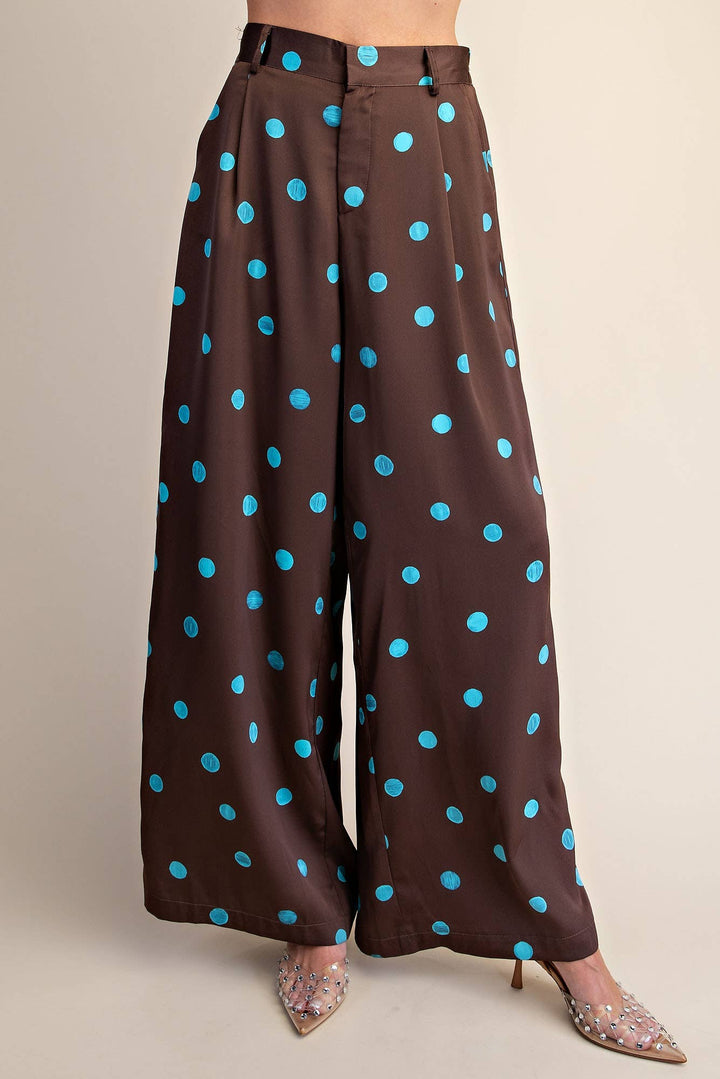 Tailored Wide Polka Dot High Waist Pants