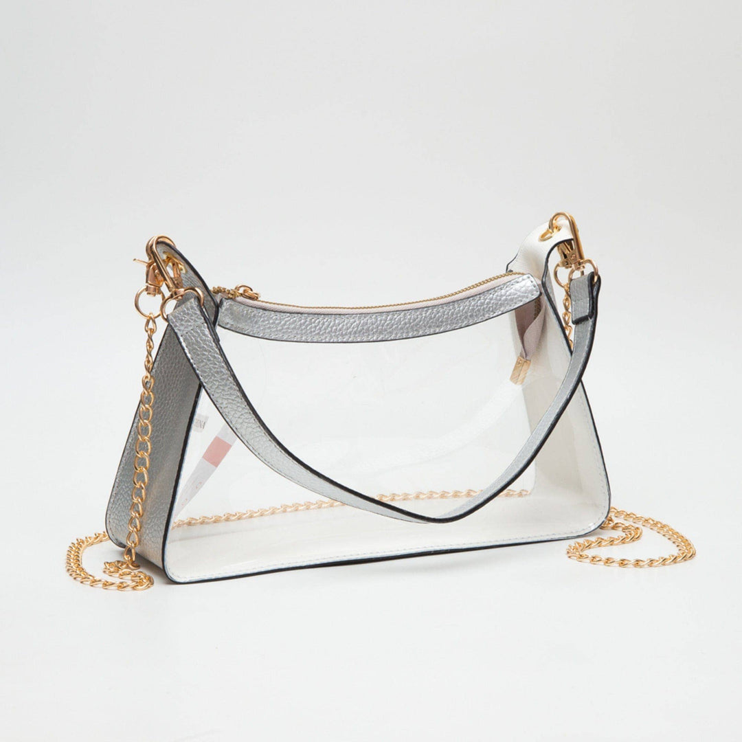 - Marilyn Clear Satchel Bag With Chain Strap - - Cultured Cloths Apparel