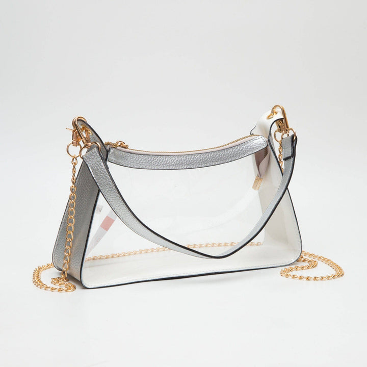 - Marilyn Clear Satchel Bag With Chain Strap - - Cultured Cloths Apparel