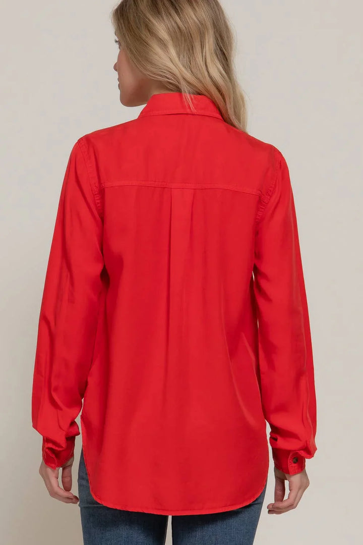 Women's Long Sleeve - Long Sleeve Color Tencel Shirt - - Cultured Cloths Apparel