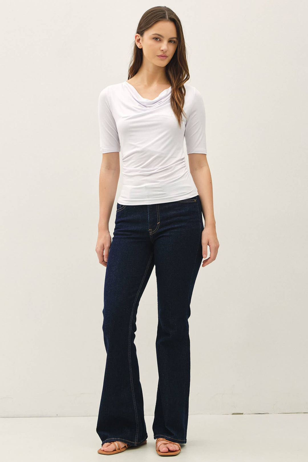 COWL NECK 3/4 SLEEVE TOP