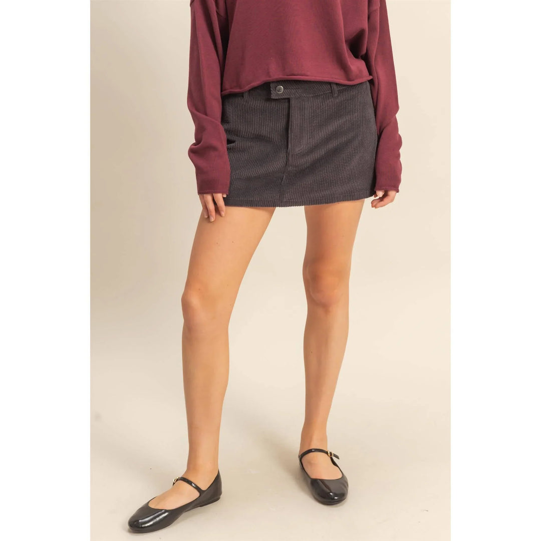 Women's Skirts - Flirty Corduroy Mid Waist Mini Skort - - Cultured Cloths Apparel