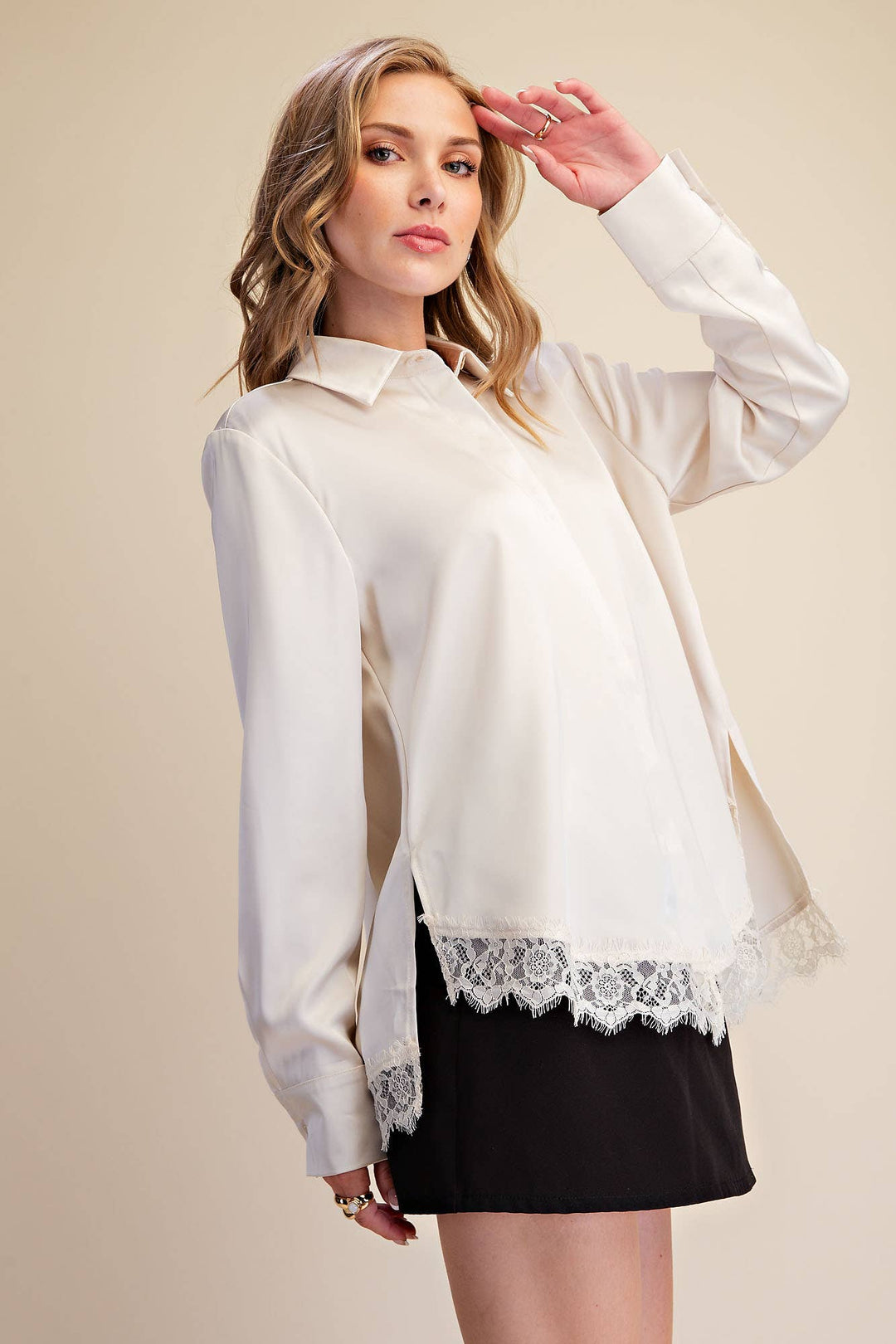 Lace Satin Effect Shirt