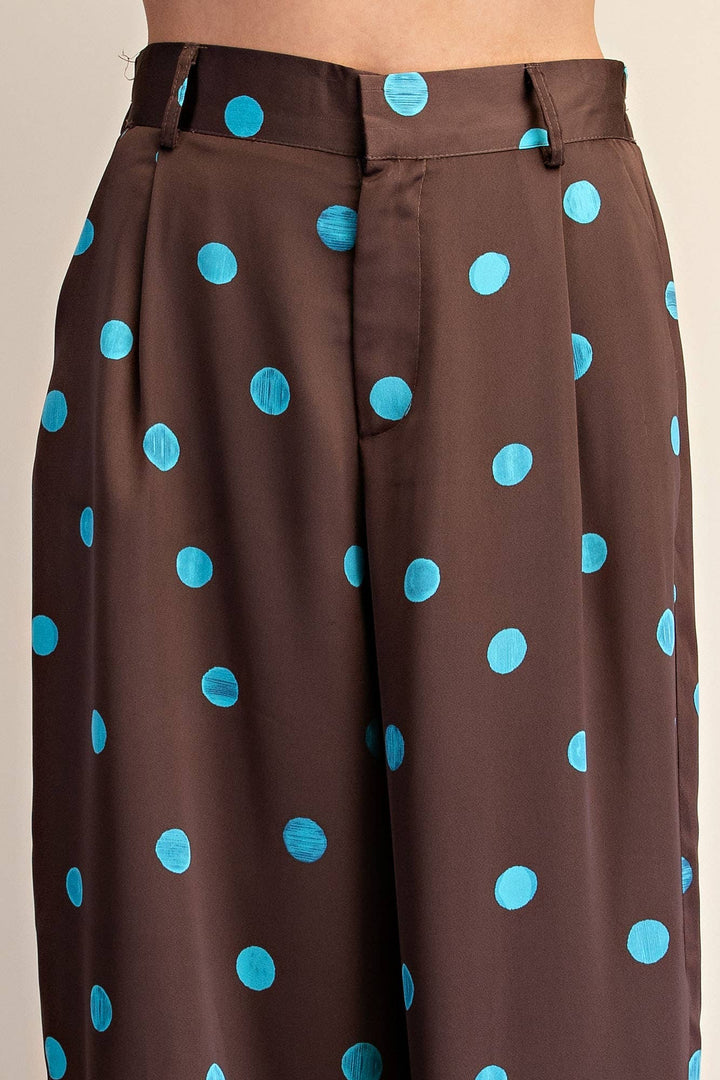 Tailored Wide Polka Dot High Waist Pants