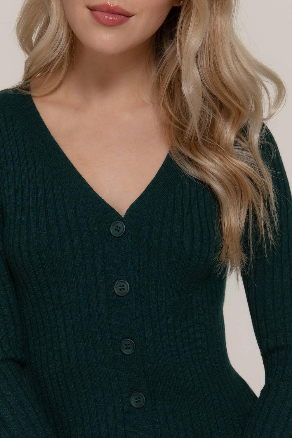 Long Sleeve V-neck Fitted Sweater Cardigan