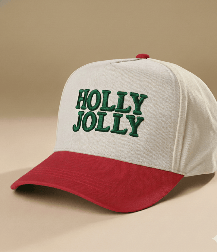 Holly Jolly Embroidered Baseball Cap