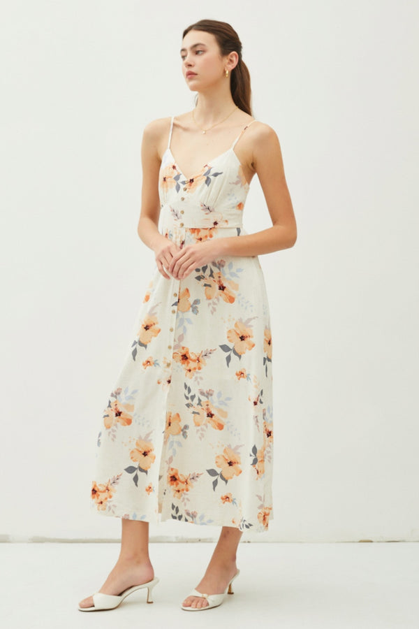 Women's Dresses - Be Cool Floral Button Down Cami Midi Dress -  - Cultured Cloths Apparel