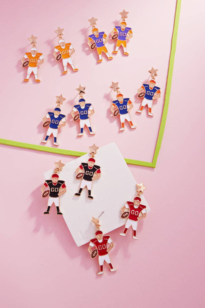 Accessories, Earrings - Game Day Football Player Enamel Post Earrings - - Cultured Cloths Apparel