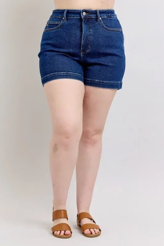 Women's Shorts - Judy Blue Full Size High Waist Tummy Control Denim Shorts - - Cultured Cloths Apparel