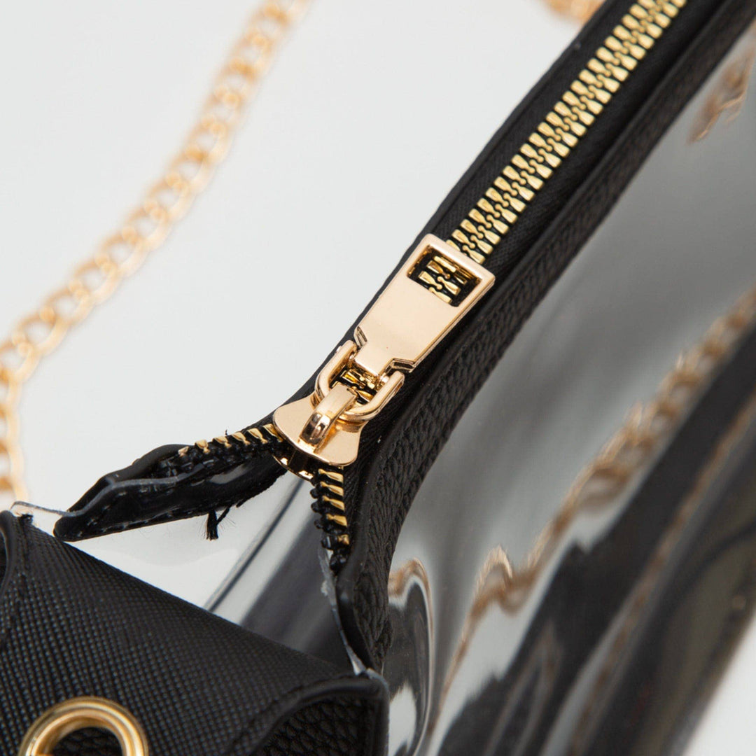 - Marilyn Clear Satchel Bag With Chain Strap - - Cultured Cloths Apparel