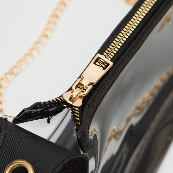 - Marilyn Clear Satchel Bag With Chain Strap - - Cultured Cloths Apparel
