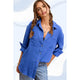 Women's Long Sleeve - Button Down All Season Gauze Shirts - Royal Blue - Cultured Cloths Apparel
