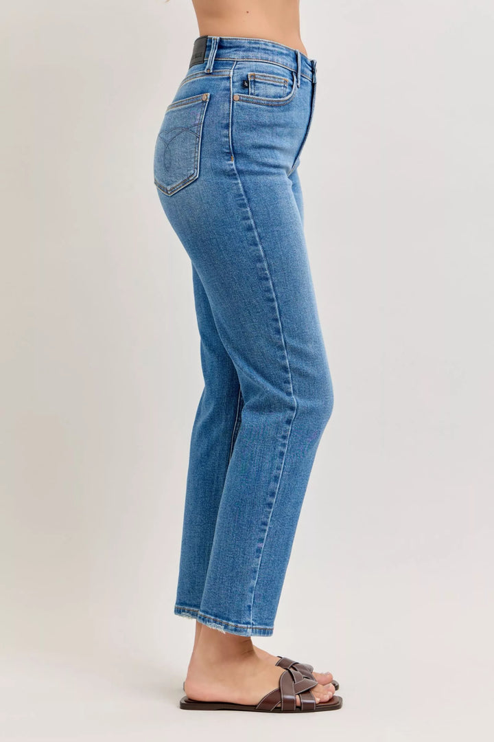 Denim - Judy Blue High-Waisted Straight-Leg Jeans - - Cultured Cloths Apparel
