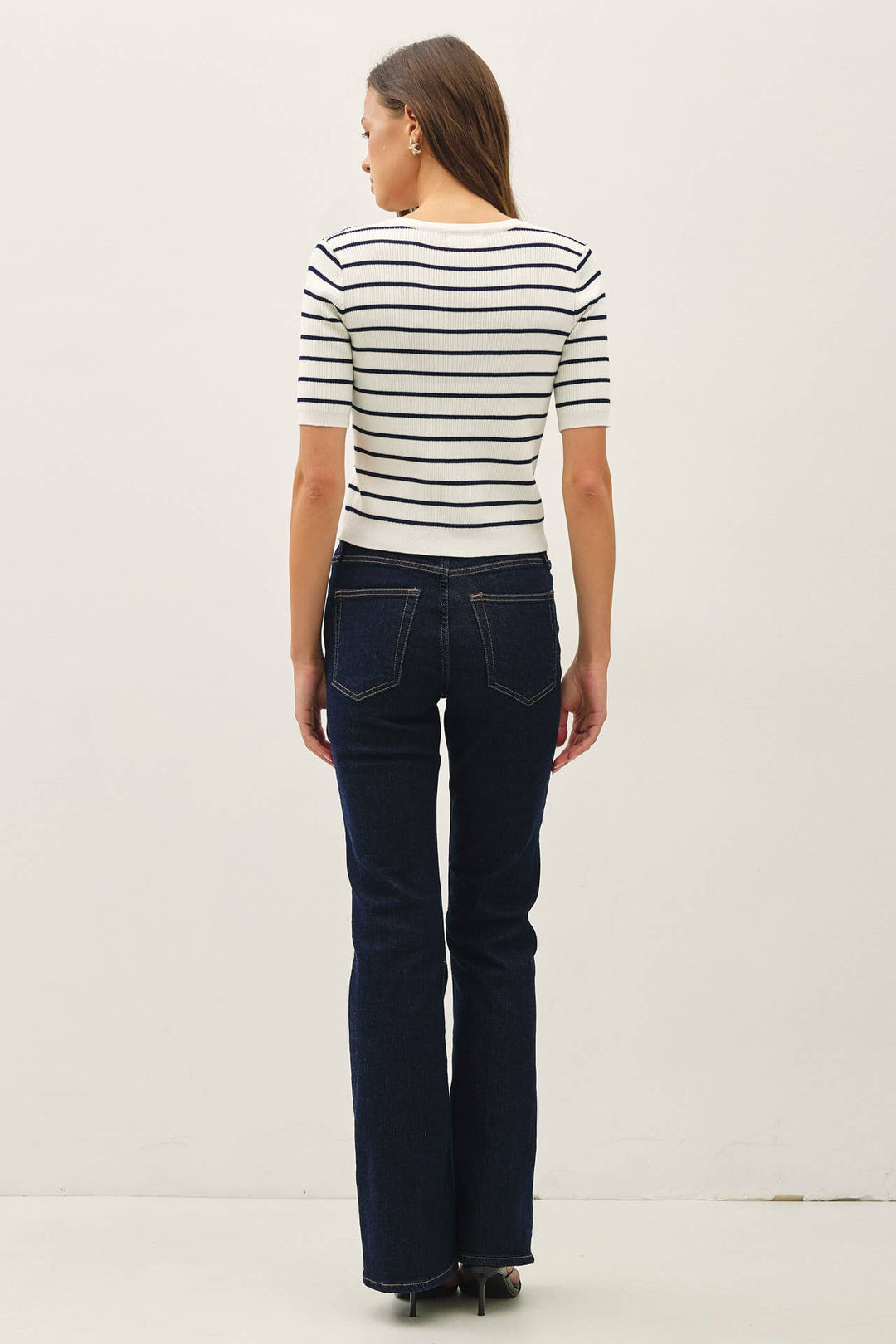 STRIPED SHORT SLEEVE CARDIGAN