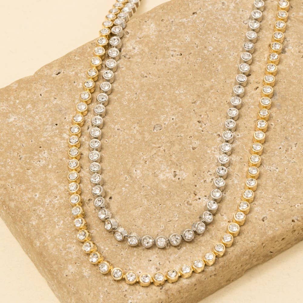 Accessories, Necklaces - Gold Dipped Cz Tennis Chain Necklace - - Cultured Cloths Apparel