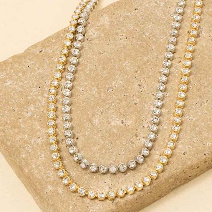 Accessories, Necklaces - Gold Dipped Cz Tennis Chain Necklace - - Cultured Cloths Apparel