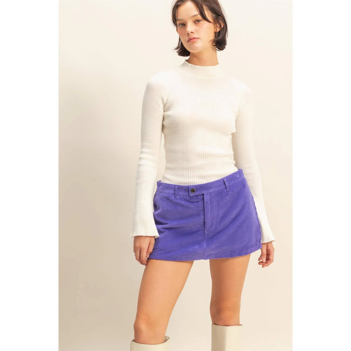 Women's Skirts - Flirty Corduroy Mid Waist Mini Skort - - Cultured Cloths Apparel
