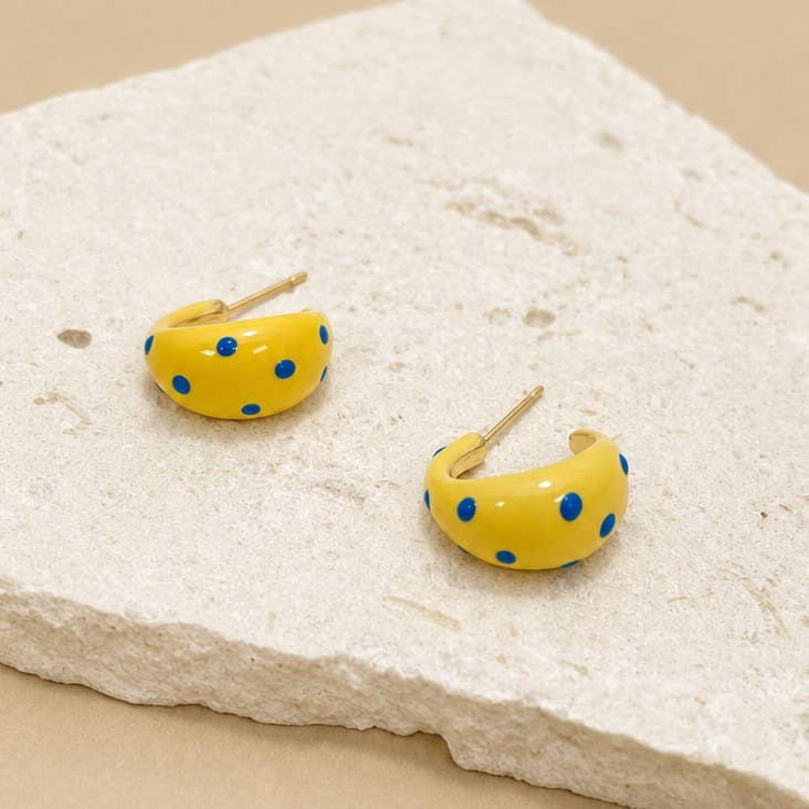 Accessories, Earrings - Butter Yellow Polkadot Earrings | 40E506 - - Cultured Cloths Apparel