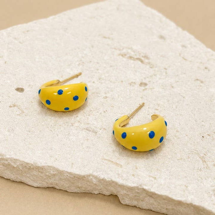 Accessories, Earrings - Butter Yellow Polkadot Earrings | 40E506 - - Cultured Cloths Apparel