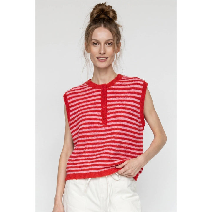 Stripe henley sweater vest
