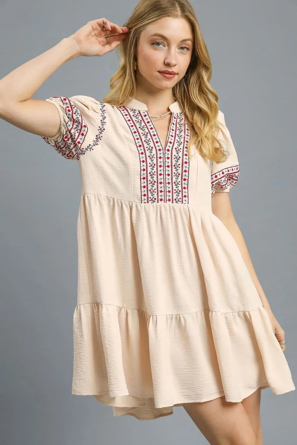 umgee floral embroidered dress Umgee Embroidered Floral Babydoll Dress - Design C