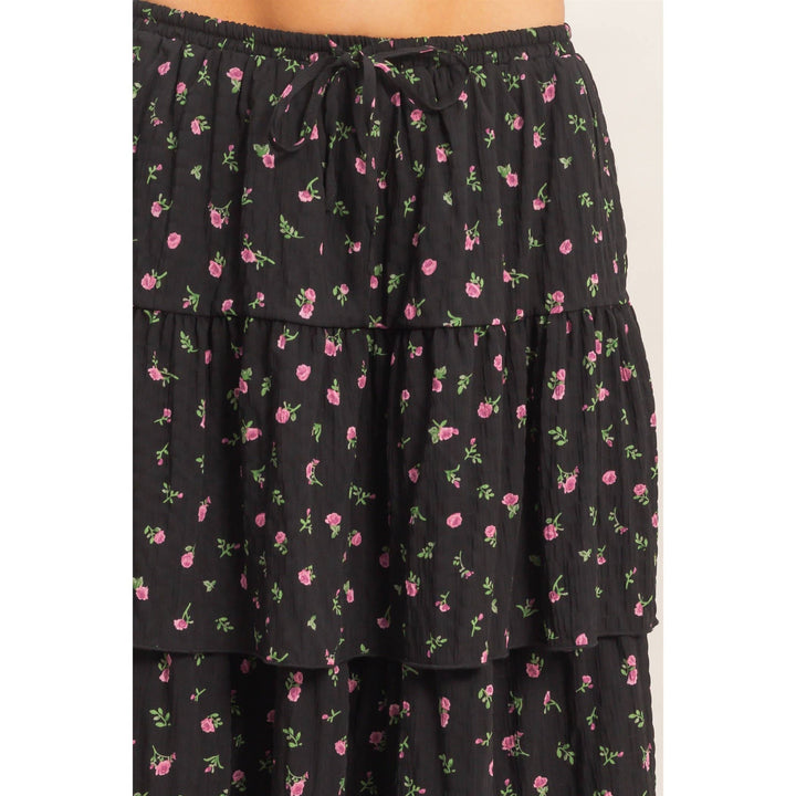 Tiered Floral Print Skirt
