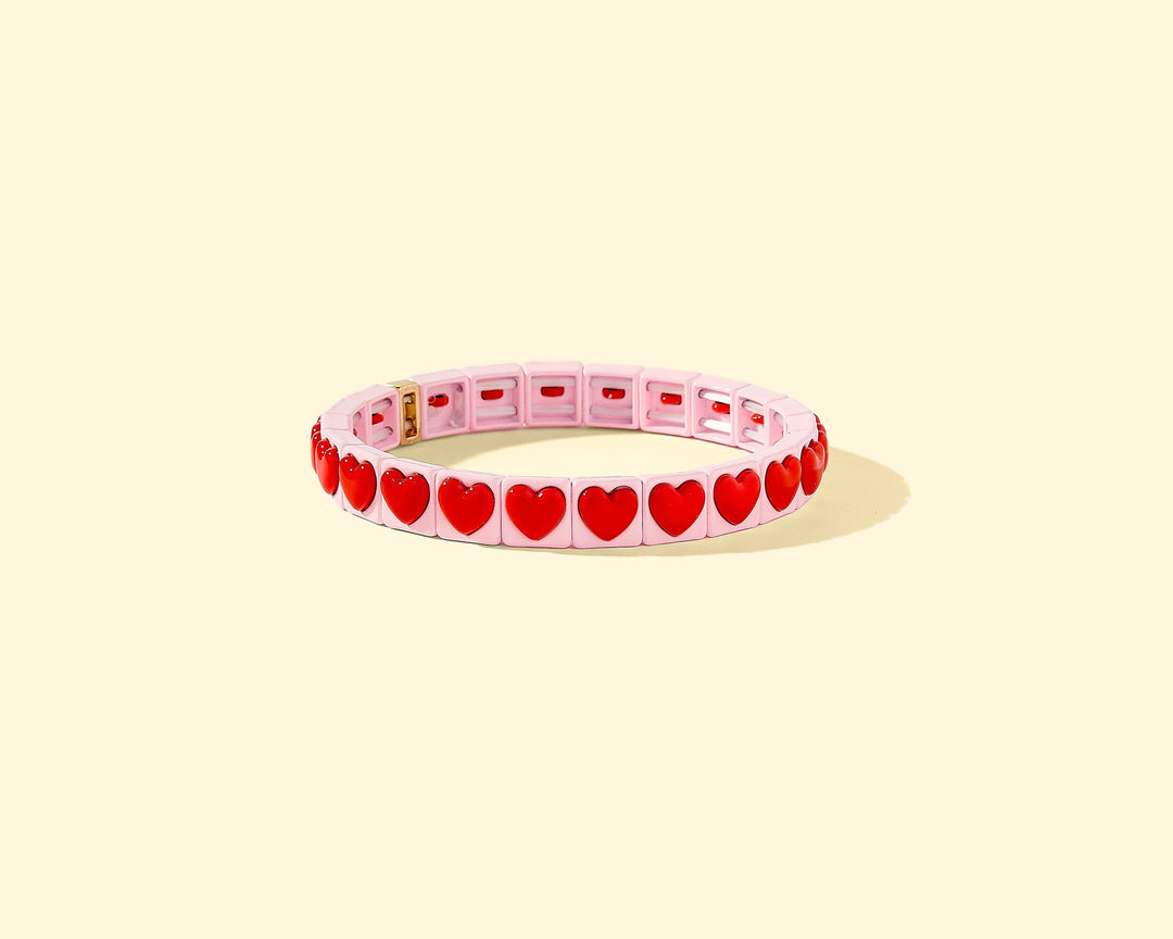 Accessories, Bracelets - Enamel Stretch Bracelet - Love - - Cultured Cloths Apparel
