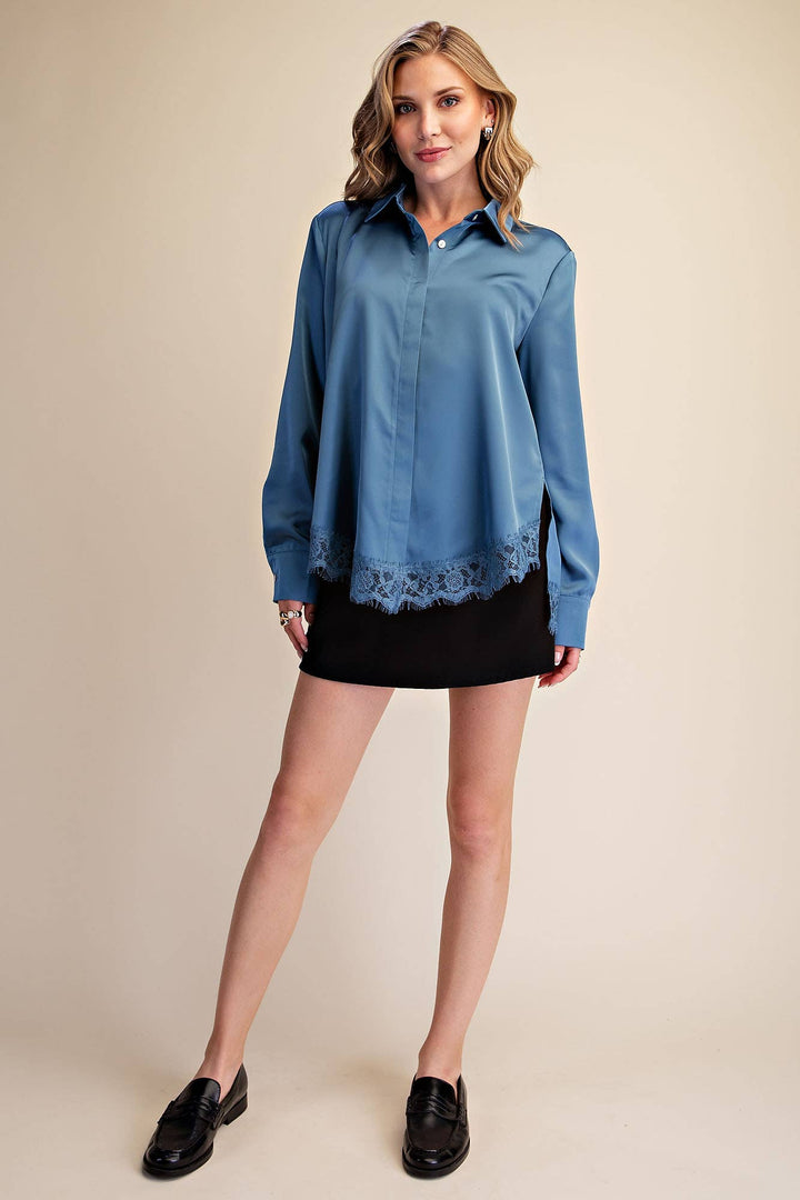 Lace Satin Effect Shirt