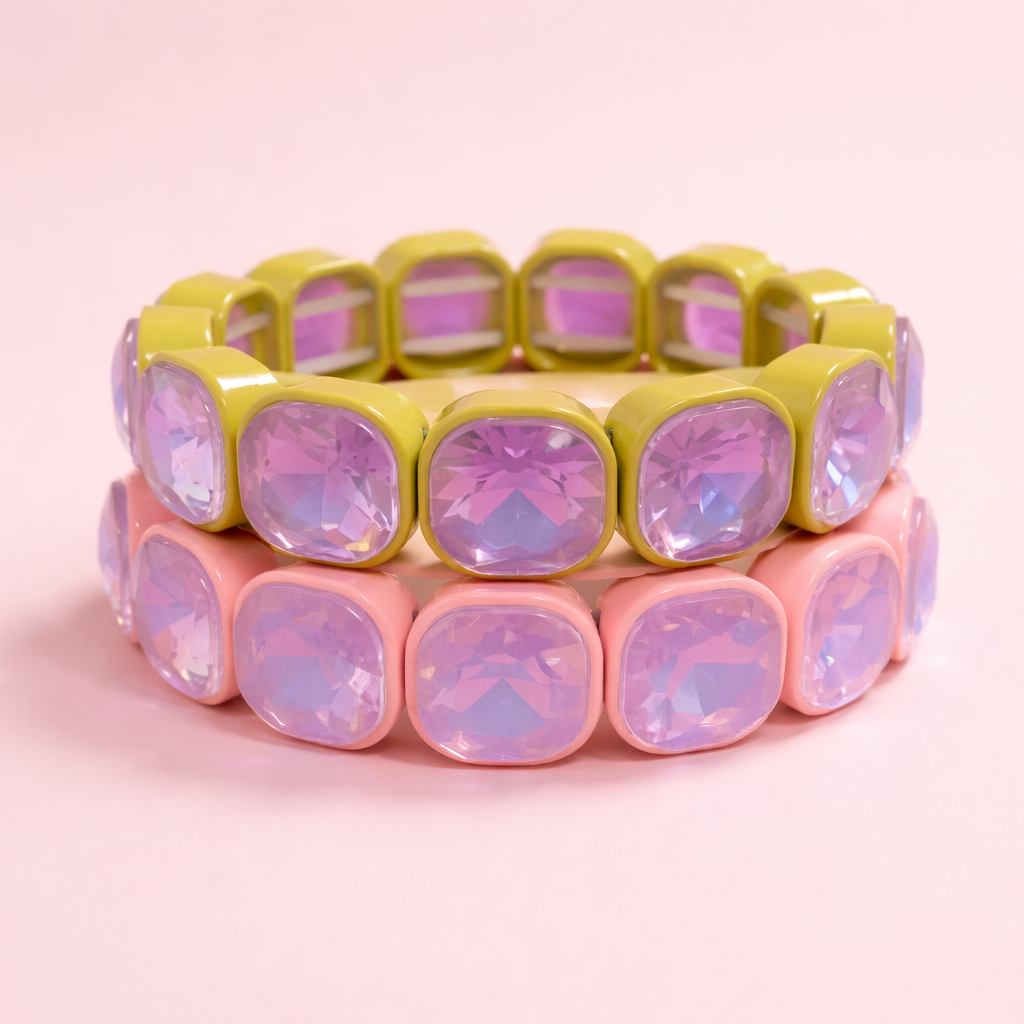 Accessories, Bracelets - Enamel Stretch Bracelet - Large Gems - Griffin - - Cultured Cloths Apparel