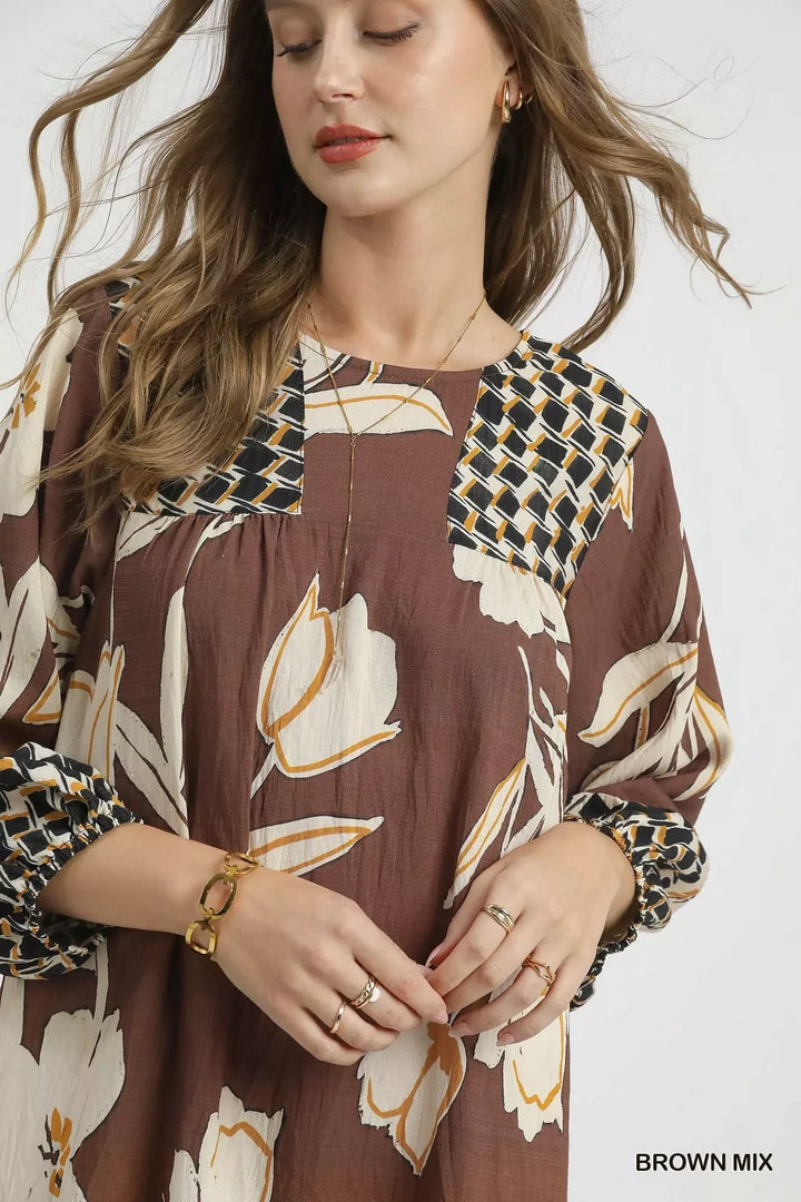 Women's Dresses - Umgee Floral High-Low Babydoll Dress - - Cultured Cloths Apparel