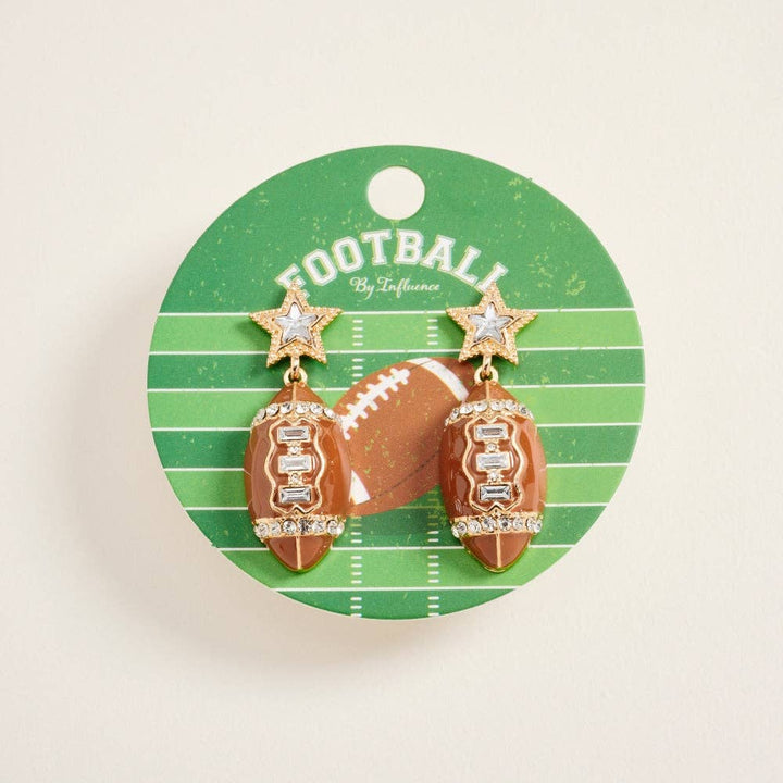 Accessories, Earrings - 1.75 Inch Football Star Gameday Rhinestone Post Earrings - - Cultured Cloths Apparel