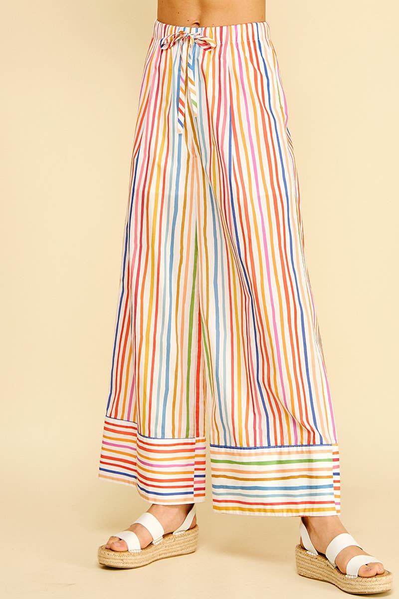 Pants - RAINBOW STRIPE WIDE LEG PANTS - - Cultured Cloths Apparel