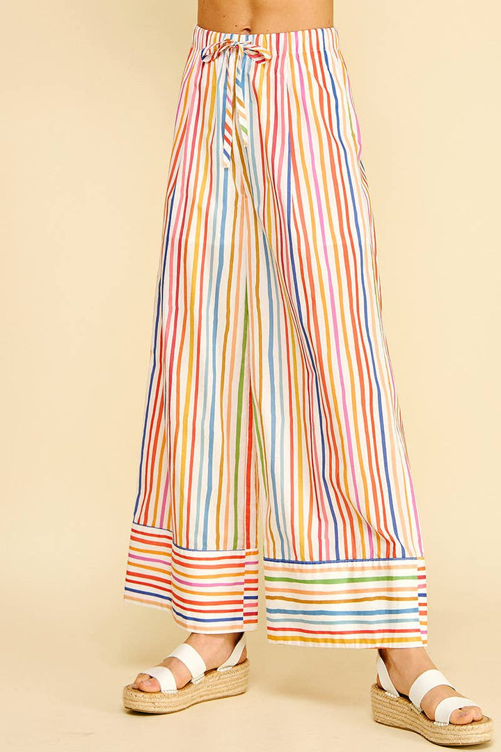 Pants - RAINBOW STRIPE WIDE LEG PANTS - - Cultured Cloths Apparel