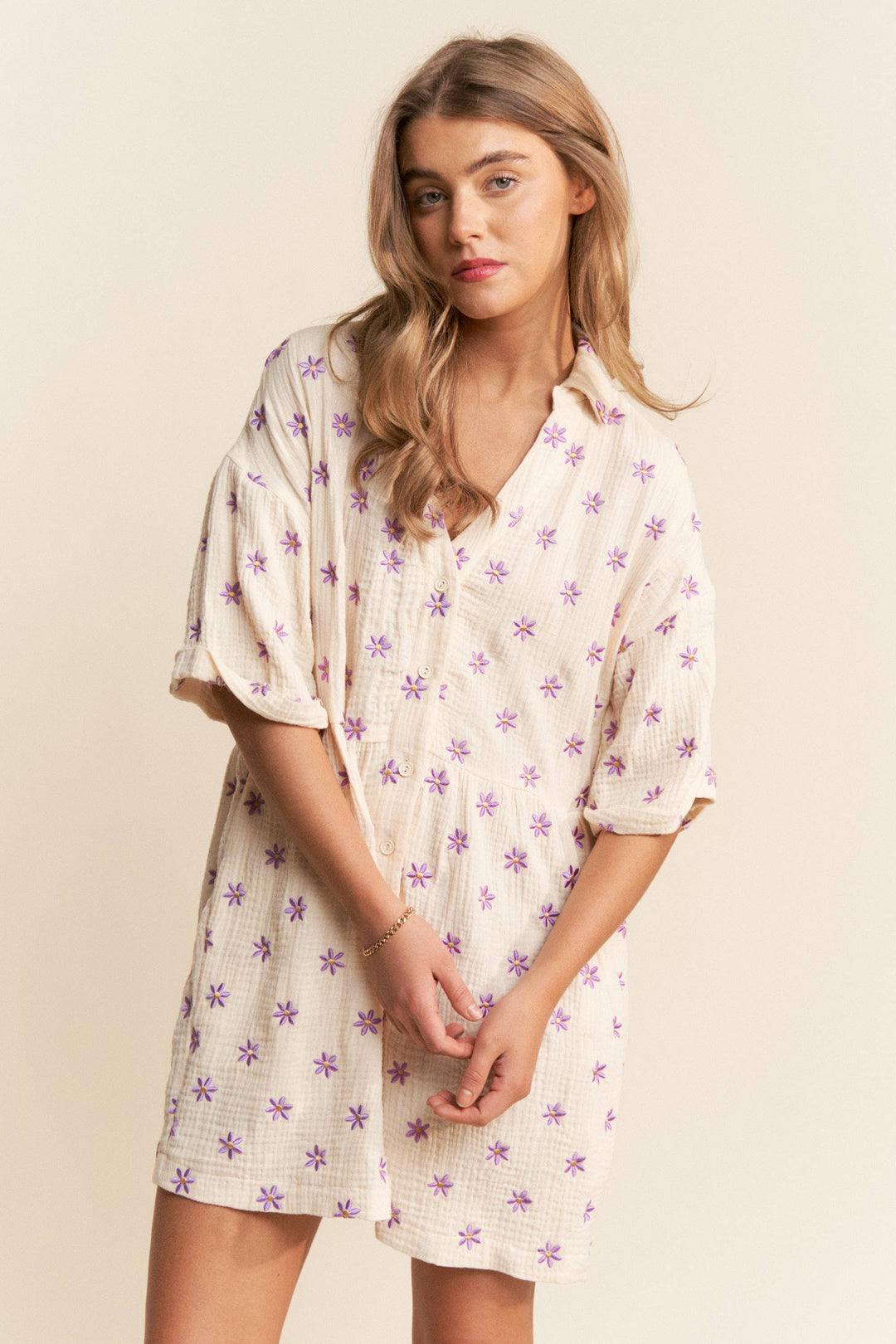 Women's Rompers - Flower Fields Gauze Romper - - Cultured Cloths Apparel