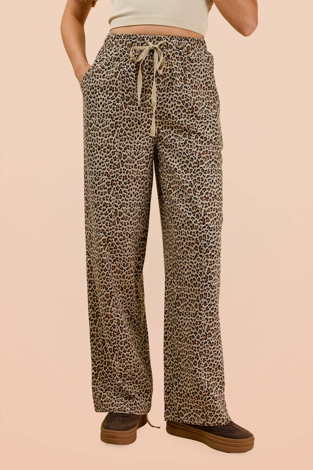 Pants - Leopard Linen Wide Leg Pants - - Cultured Cloths Apparel