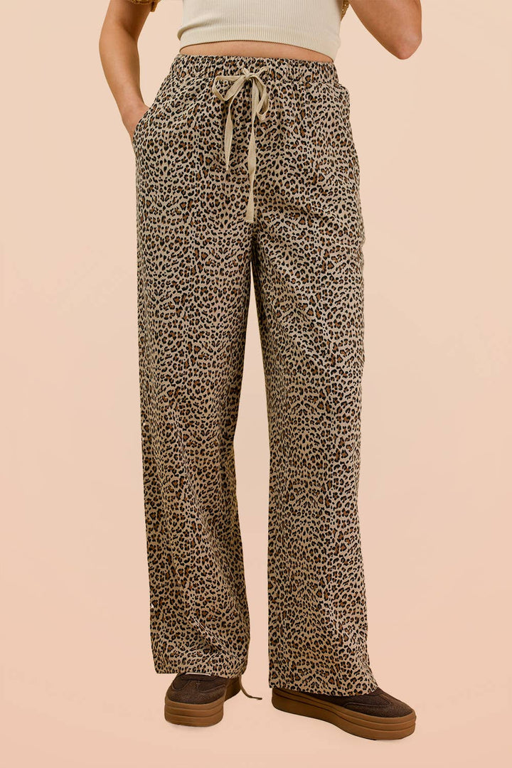 Pants - Leopard Linen Wide Leg Pants - - Cultured Cloths Apparel