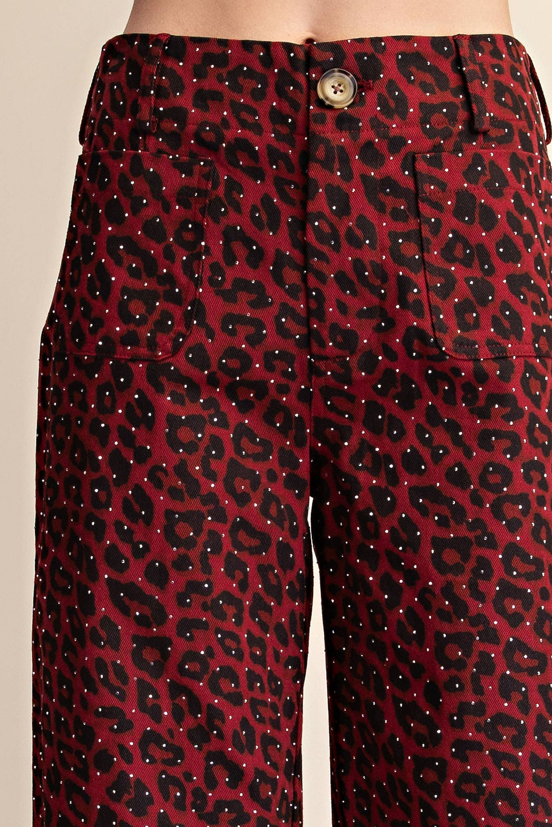 Leopard Colette Cropped Rhinestone Pants