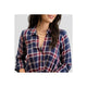Women's Long Sleeve - Plaid Button Down Wrap Front Top -  - Cultured Cloths Apparel