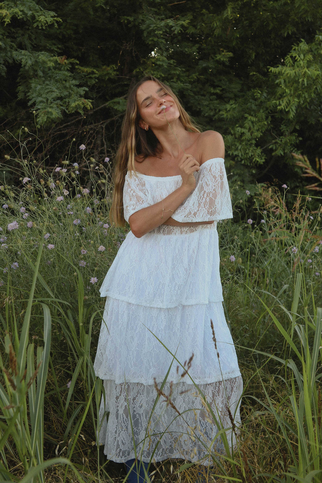 Women's Dresses - Off the Shoulder Lace Dress - Off-White - Cultured Cloths Apparel