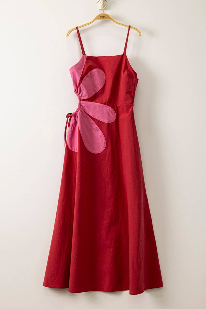 Women's Dresses - Side Cutout Floral Detail Resort Midi Dress - - Cultured Cloths Apparel
