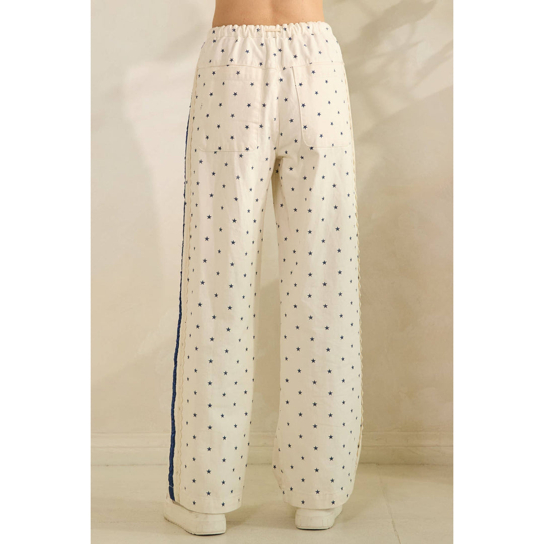 Polka Dot Pants with Satin Contrast Accents