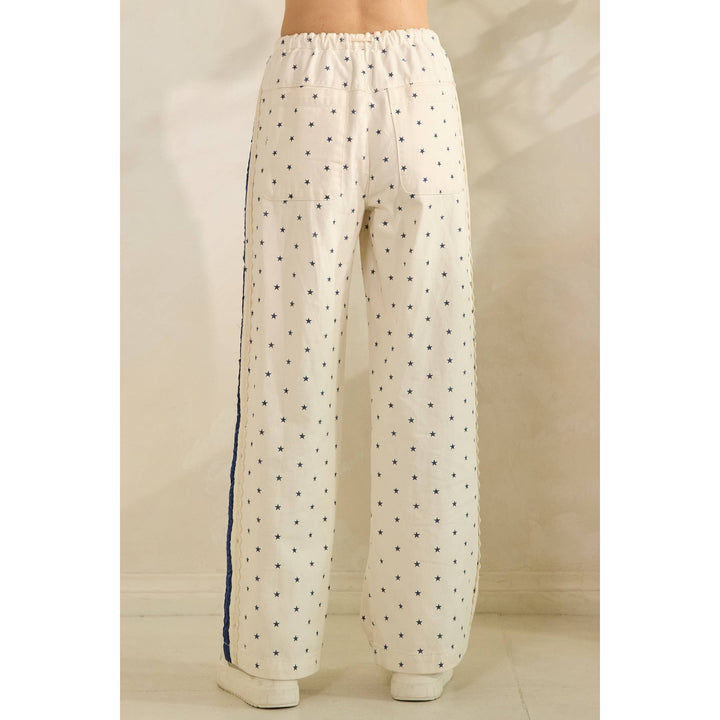 Polka Dot Pants with Satin Contrast Accents