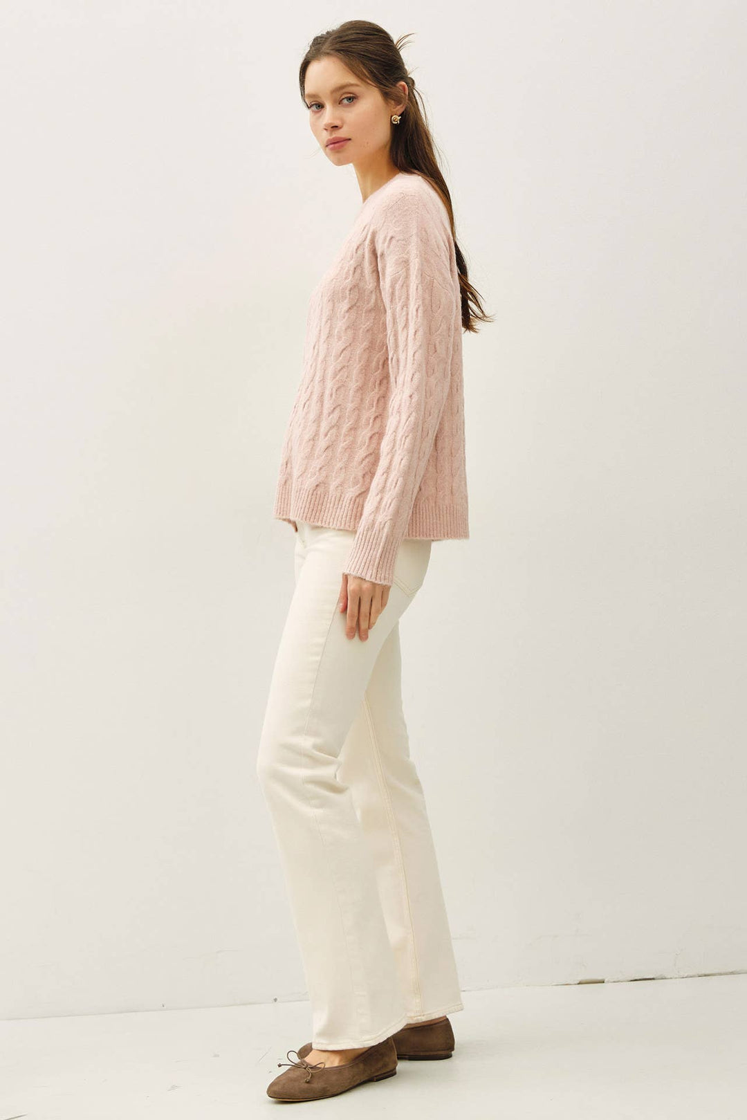 Women's Sweaters - ULTRA SOFT CABLE KNIT CREWNECK SWEATER TOP - - Cultured Cloths Apparel