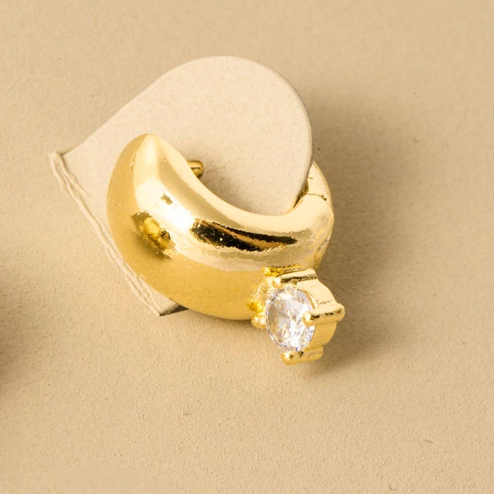 Accessories, Earrings - Gold Dipped Cz Mini Hinge Hoop Earrings - - Cultured Cloths Apparel